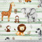 Tissu Coton Animaux Savane Lignes Vertes | Laize 1m55