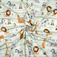 Tissu Coton Animaux Savane Lignes Vertes | Laize 1m55