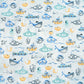 Baleines et sous-marin fond bleu clair | 1m x 1m55