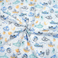 Baleines et sous-marin fond bleu clair | 1m x 1m55