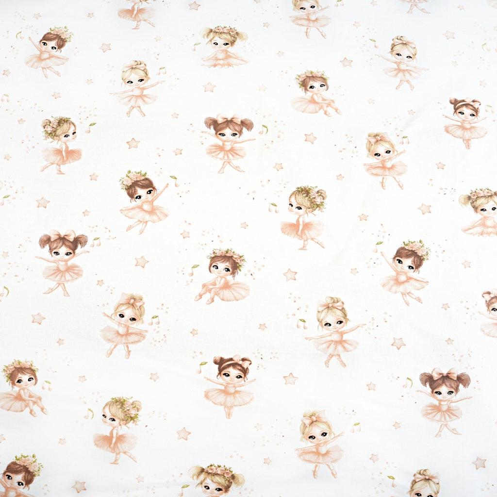 Coton Ballerines Beiges Etoiles Fond Blanc | 1m x 1m60