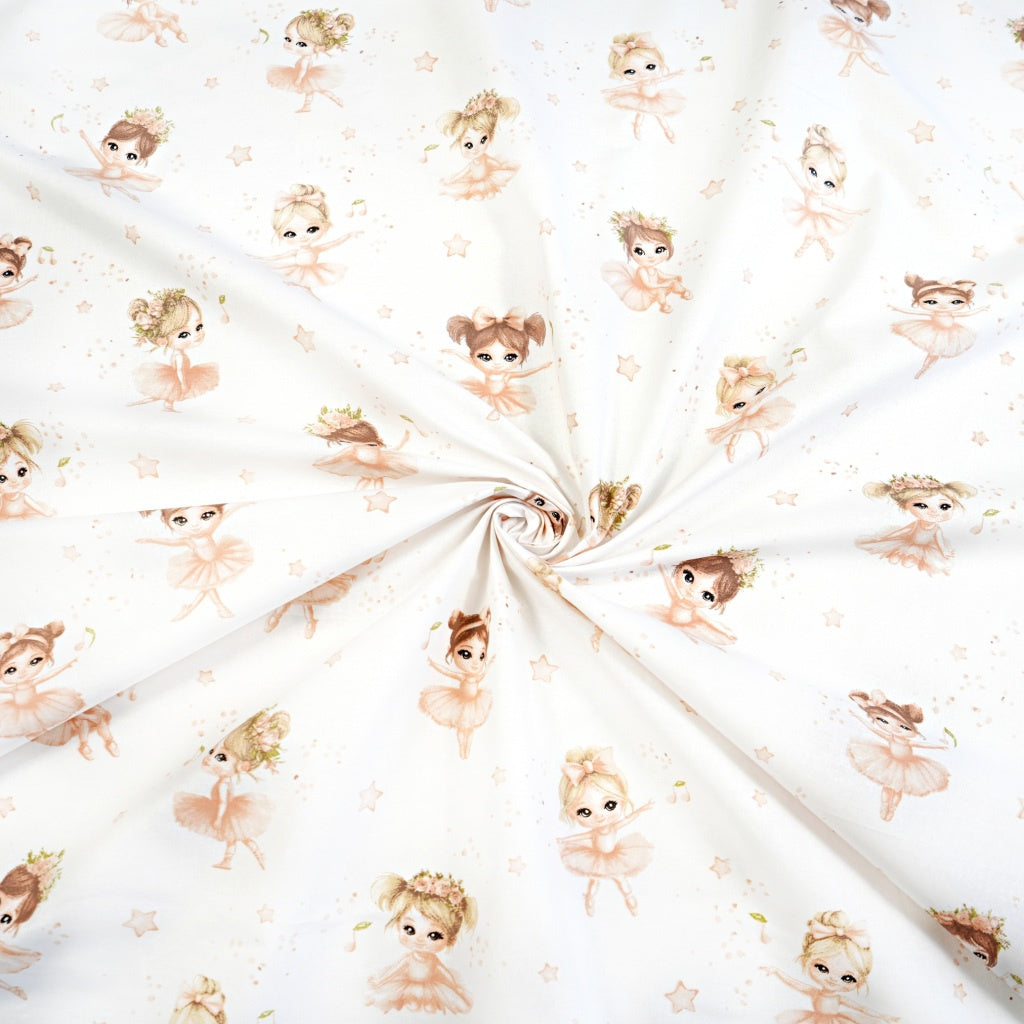 Coton Ballerines Beiges Etoiles Fond Blanc | 1m x 1m60