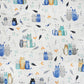 Tissu Coton Chats Turquoise Bleu Fond Blanc | Laize 1m60