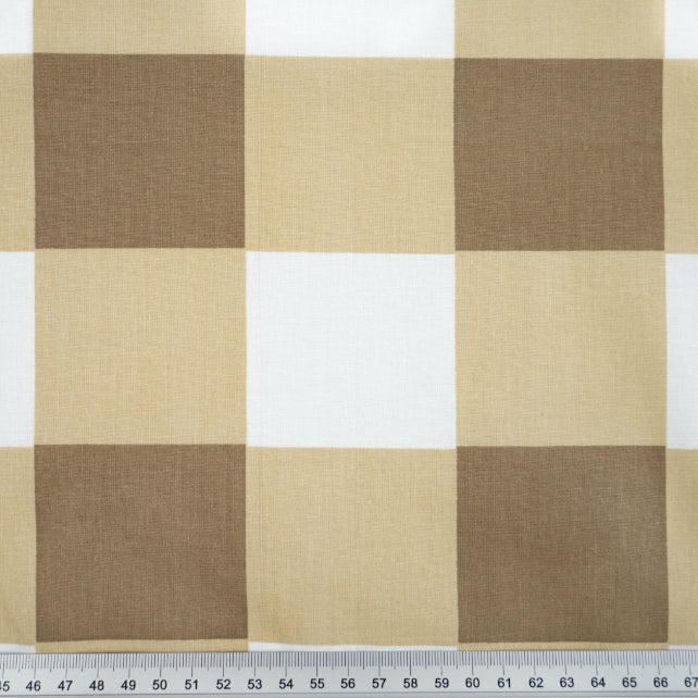 Tissu Coton Géométrique Carrés Buffalo Beige | Laize 2m20
