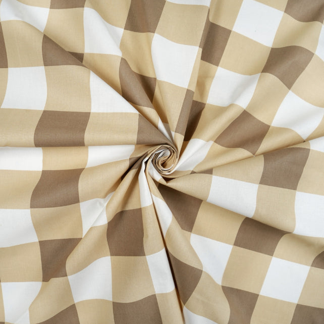 Tissu Coton Géométrique Carrés Buffalo Beige | Laize 2m20