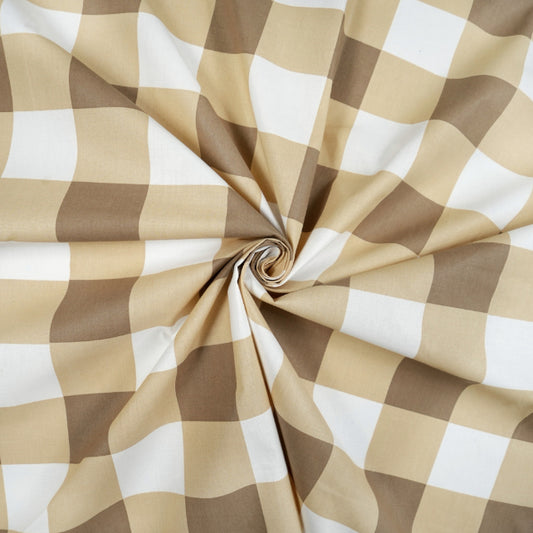 Tissu Coton Géométrique Carrés Buffalo Beige | Laize 2m20