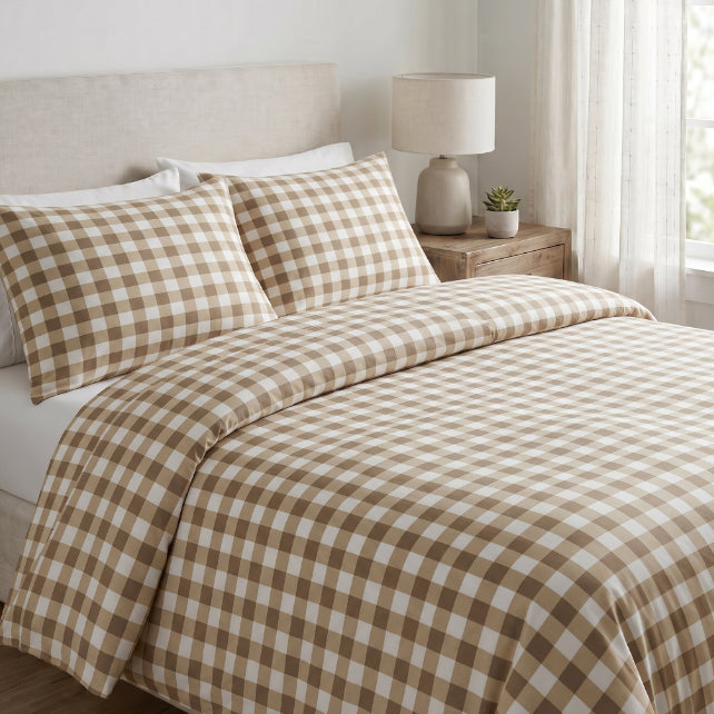 Tissu Coton Géométrique Carrés Buffalo Beige | Laize 2m20