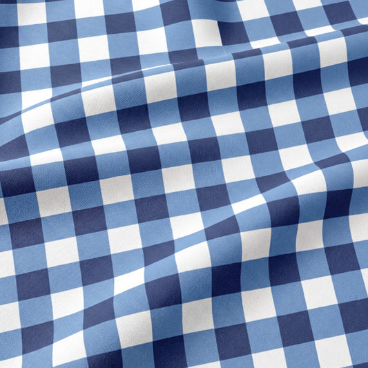 Tissu Coton Géométrique Carrés Buffalo Bleu | Laize 2m20