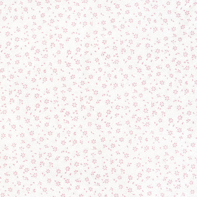 Tissu Coton Mini Patch Fleurs Roses Blush Fond Blanc | Laize 1m55