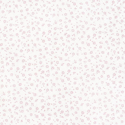Tissu Coton Mini Patch Fleurs Roses Blush Fond Blanc | Laize 1m55