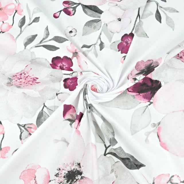 Tissu Coton Grandes Fleurs de Pomme | Laize 1m55