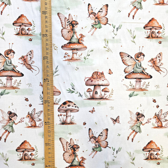 Tissu Coton Numérique Fantasy Leoffee Blanc Camel | Laize 1m50