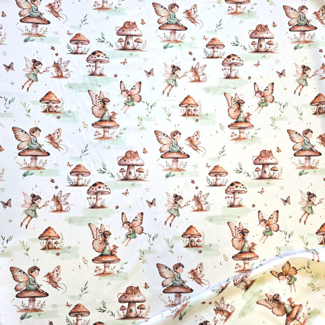Tissu Coton Numérique Fantasy Leoffee Blanc Camel | Laize 1m50