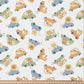 Tissu Coton Animaux Voiture Vroom Fond Blanc | Laize 1m50
