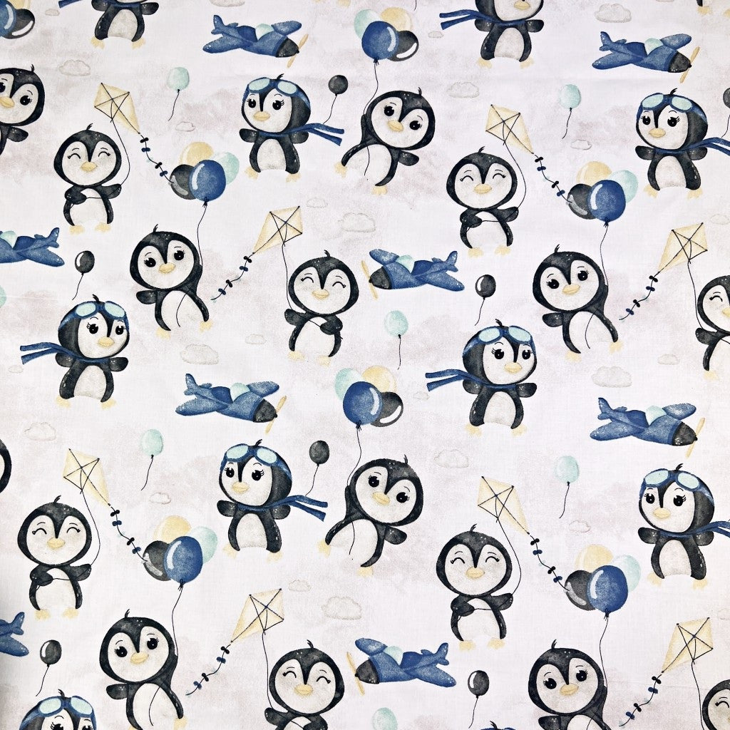 Pingouins Ballons Fond Blanc | Laize 1m60