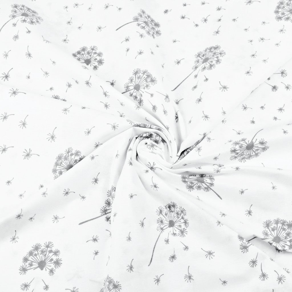 Pissenlits Gris Fond Blanc | Laize 1m60