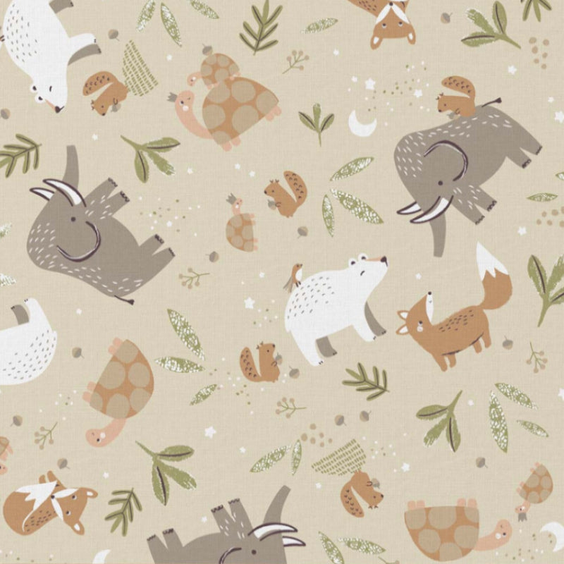 Coton Animaux Cromignon Fond Lin | 1m x 1m50