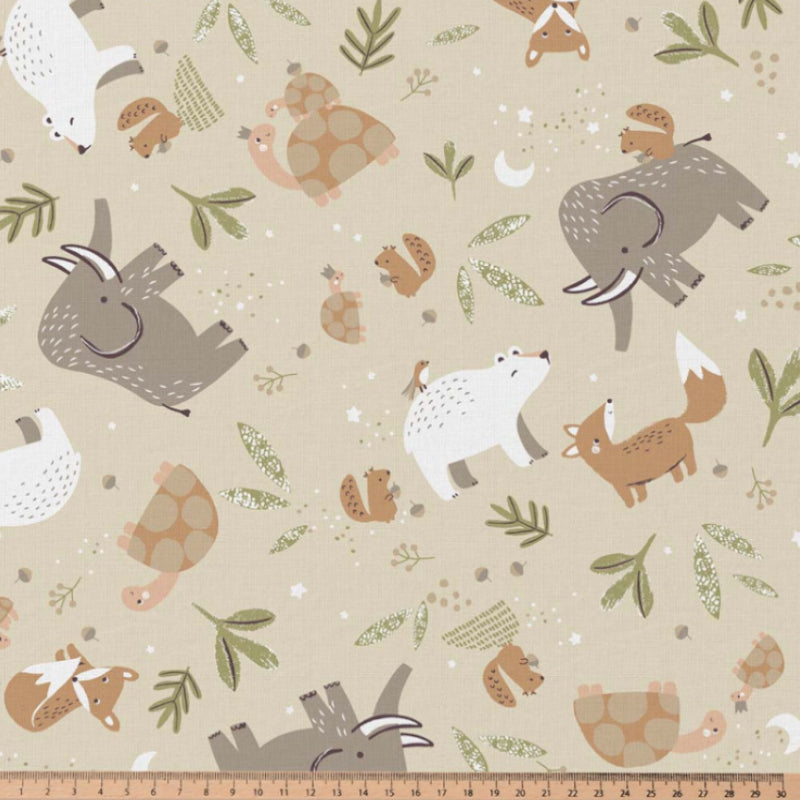 Coton Animaux Cromignon Fond Lin | 1m x 1m50