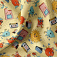 Coton personnages D'Arcade Fond Jaune | 1m x 1m50
