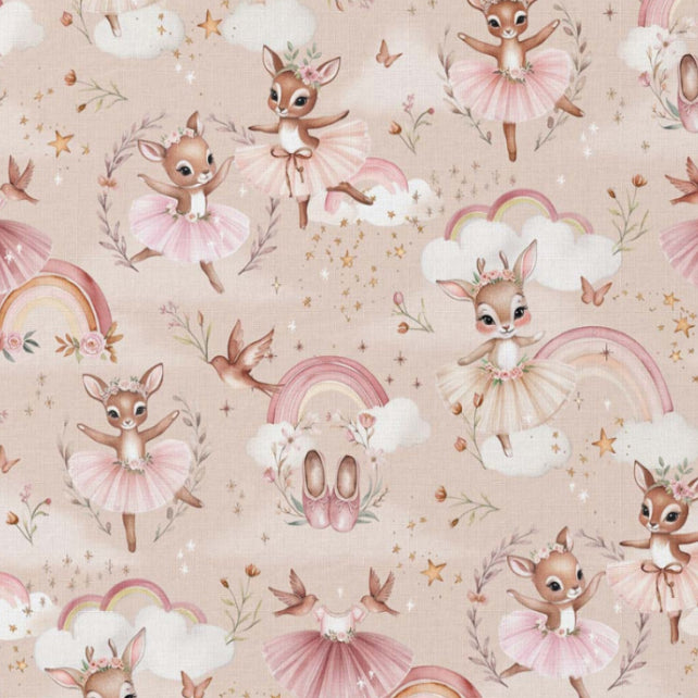 Tissu Coton Numérique Ballety Ballerine Rose Pêche | Laize 1m50