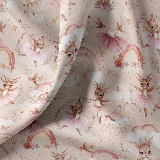 Tissu Coton Numérique Ballety Ballerine Rose Pêche | Laize 1m50