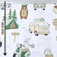 Tissu Coton camping Animaux Fond Blanc | Laize 1m55