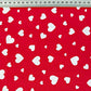 Tissu Coton Petits Cœurs Blancs Fond Rouge Amarante | Laize 1m55