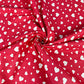 Tissu Coton Petits Cœurs Blancs Fond Rouge Amarante | Laize 1m55
