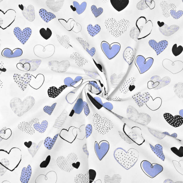 Tissu Coton Cœurs Bleu Navy sur Fond Blanc | Laize 1m50