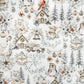 Tissu Coton Noël Décor Hivernal Bleu Beige | Laize 1m55