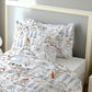 Tissu Coton Noël Décor Hivernal Bleu Beige | Laize 1m55