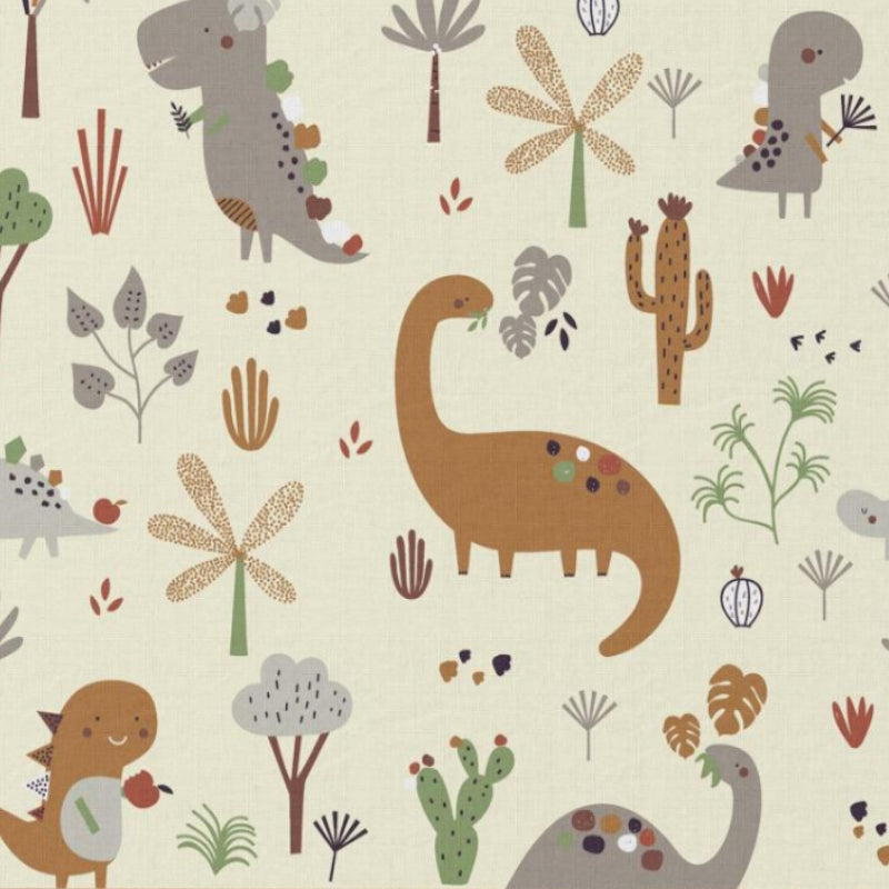 Coton Dinosaures Dracorex Fond Ecru | 1m x 1m50