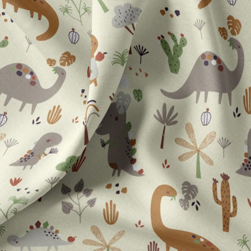 Coton Dinosaures Dracorex Fond Ecru | 1m x 1m50