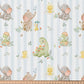 Tissu Coton Eléphant Dino Ligné Blanc Bleu | Laize 1m50