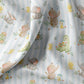 Tissu Coton Eléphant Dino Ligné Blanc Bleu | Laize 1m50