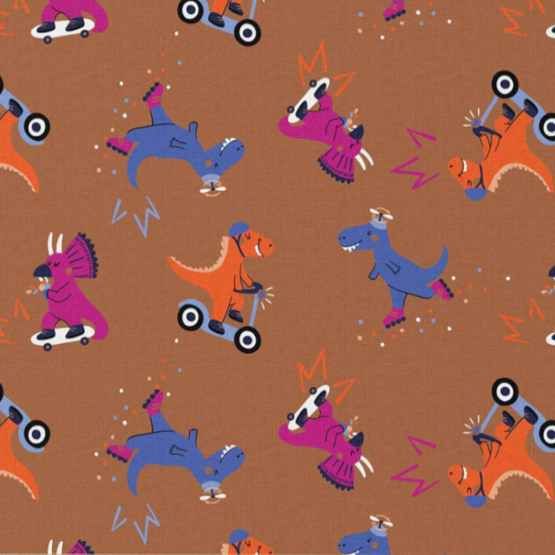 Coton Dinos Gaston Fond Marron | 1m x 1m50
