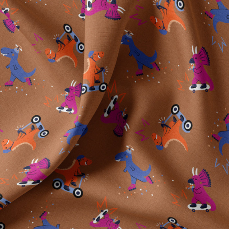 Coton Dinos Gaston Fond Marron | 1m x 1m50