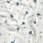 Double Gaze De Coton Imprimé | Fleurs Sevia Blanc Bleu | Laize 130cm
