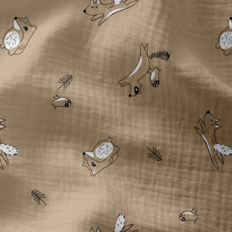 Double Gaze De Coton Imprimé | Renard Bewild Lin | Laize 135cm
