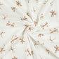 Tissu Double Gaze De Coton Imprimé | Nœuds Beiges Fond Blanc | Laize 130cm
