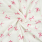 Tissu Double Gaze De Coton Imprimé | Nœuds Roses Fond Blanc | Laize 130cm
