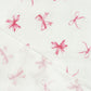 Tissu Double Gaze De Coton Imprimé | Nœuds Roses Fond Blanc | Laize 130cm