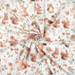 Tissu Coton Chouette Ecureuils et Fleurs Fond Blanc | Laize 1m60