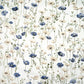 Tissu Coton Fleurs Coquelicots Bleu Navy Beiges Fond Blanc | Laize 1m55