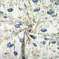 Tissu Coton Fleurs Coquelicots Bleu Navy Beiges Fond Blanc | Laize 1m55