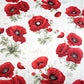 Tissu Coton Grand Coquelicots Rouges Fond Blanc | Laize 1m55