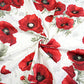 Tissu Coton Grand Coquelicots Rouges Fond Blanc | Laize 1m55