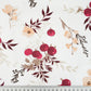 Tissu Coton Fleurs Groseilles Beige Burgundy Fond Blanc | Laize 1m55