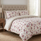 Tissu Coton Fleurs Groseilles Beige Burgundy Fond Blanc | Laize 1m55