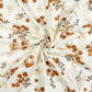 Tissu Coton Fleurs Groseilles Beige Brun Fond Blanc | Laize 1m55